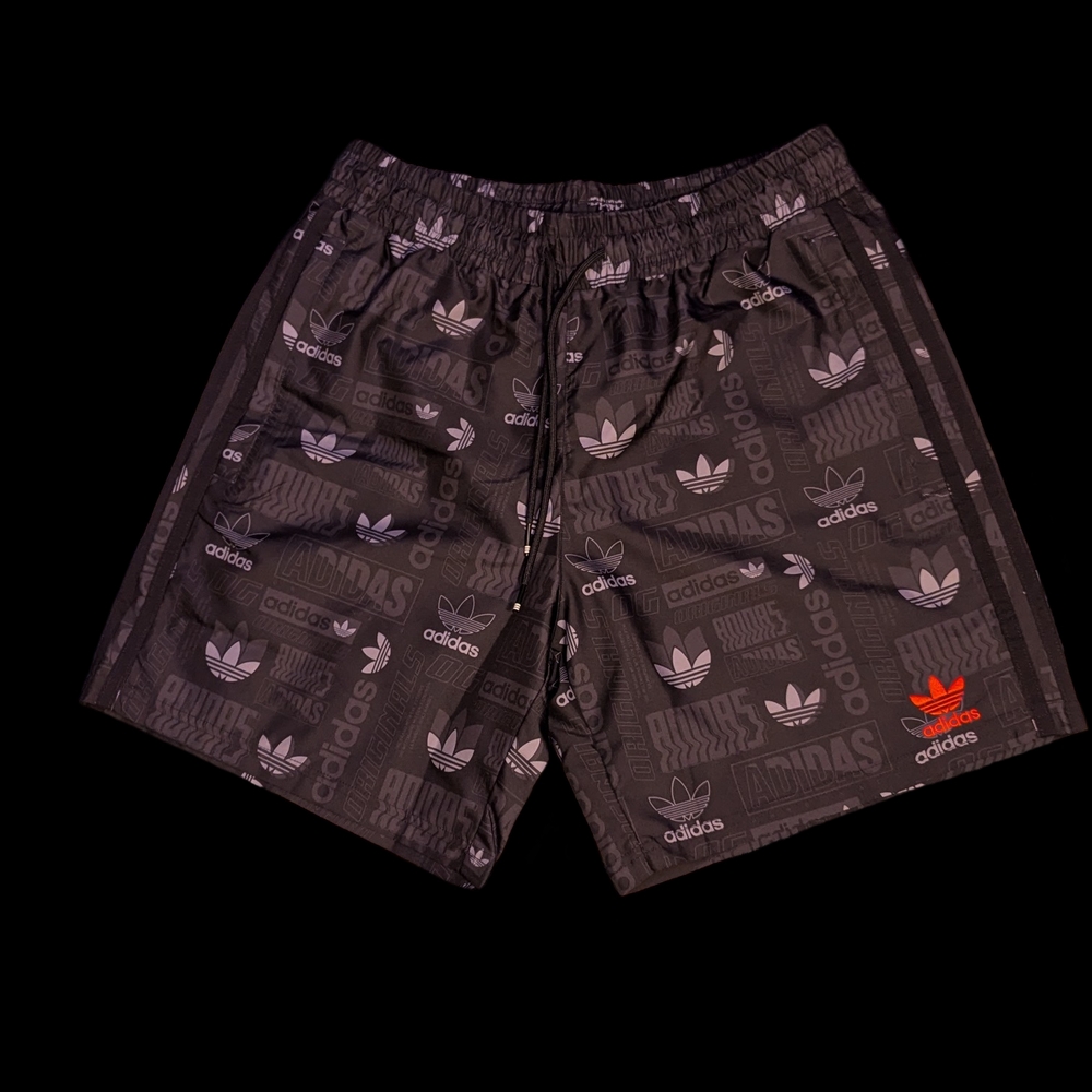 Adidas Black and Red Logo Shorts
